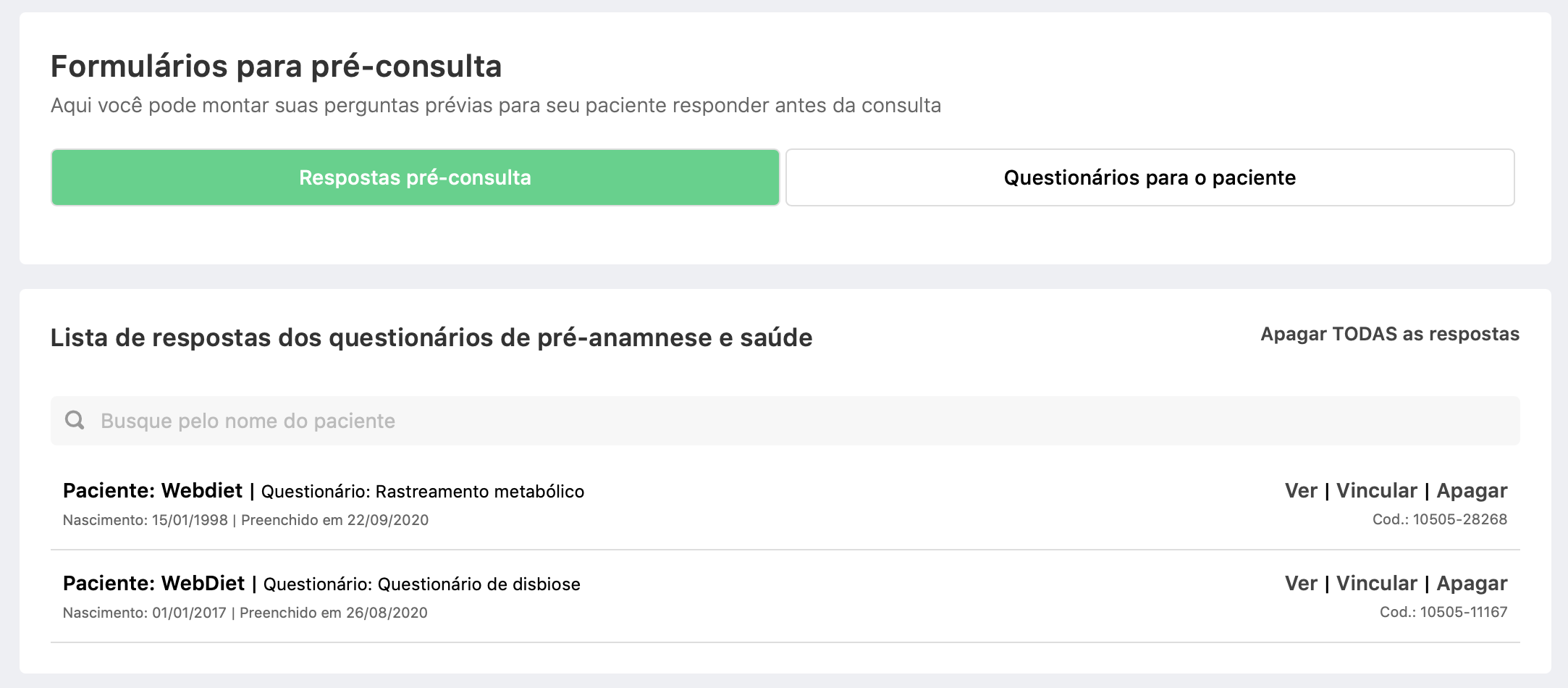 Pré-consulta. (WebDiet 3.0) – Central de ajuda WebDiet